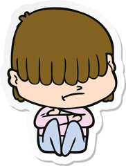 sticker of a cartoon boy with untidy hair