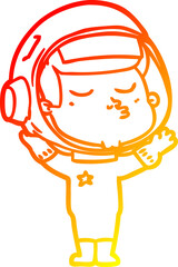 warm gradient line drawing cartoon confident astronaut