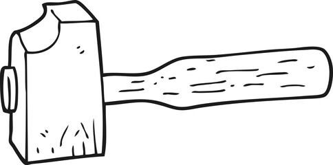 black and white cartoon mallet