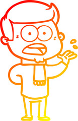 warm gradient line drawing cartoon shocked man