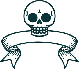 tattoo with banner of a skull