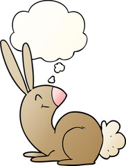 cute cartoon rabbit and thought bubble in smooth gradient style