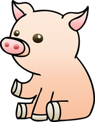 quirky gradient shaded cartoon pig