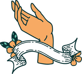 tattoo with banner of a hand