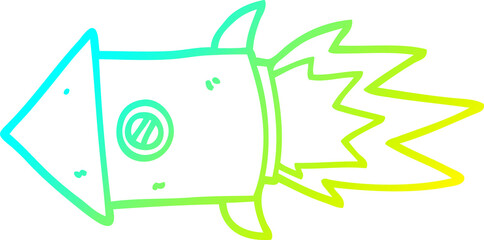 cold gradient line drawing cartoon space rocket