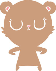 peaceful flat color style cartoon bear cub