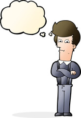 cartoon annoyed man with thought bubble