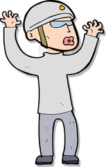 sticker of a cartoon security man panicking