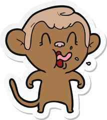 Obraz na płótnie Canvas sticker of a crazy cartoon monkey
