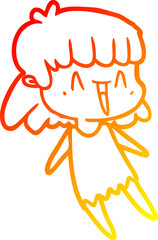 warm gradient line drawing cartoon woman