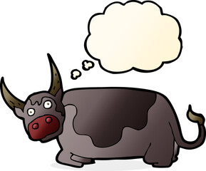 cartoon bull with thought bubble