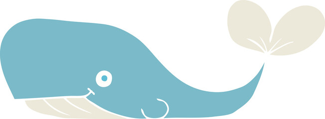 flat color illustration of a cartoon whale