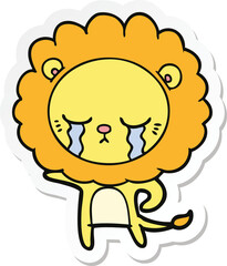sticker of a crying cartoon lion