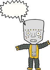 cartoon robot with speech bubble