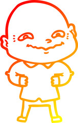 warm gradient line drawing cartoon creepy guy