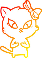 warm gradient line drawing cartoon cat