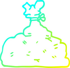 cold gradient line drawing cartoon garbage bag