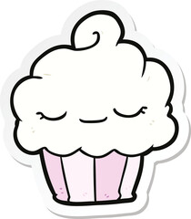 sticker of a cartoon cupcake