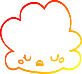 warm gradient line drawing cute cartoon cloud