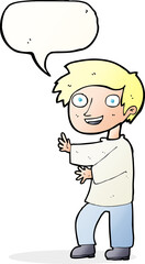 cartoon excited boy with speech bubble