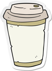 sticker of a cartoon take out coffee