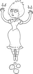 black and white cartoon vampire girl flying
