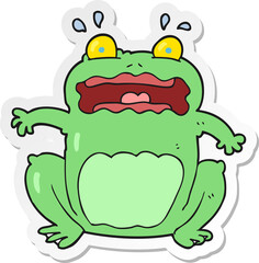 sticker of a cartoon funny frightened frog
