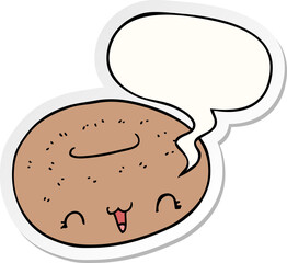 cute cartoon donut and speech bubble sticker