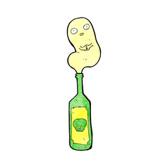 cartoon ghost in bottle