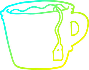 cold gradient line drawing cartoon hot cup of tea