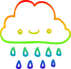 rainbow gradient line drawing cartoon storm cloud