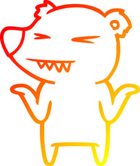 warm gradient line drawing angry polar bear cartoon shrugging shoulders