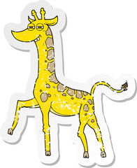 retro distressed sticker of a cartoon giraffe