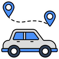 A flat design icon of car location 