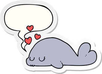 cute cartoon dolphin and speech bubble sticker