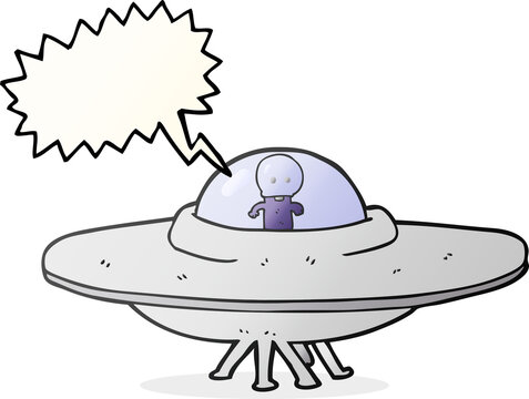 speech bubble cartoon alien flying saucer