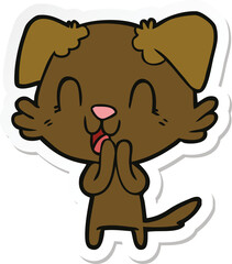 sticker of a laughing cartoon dog