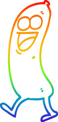 rainbow gradient line drawing happy cartoon sausage