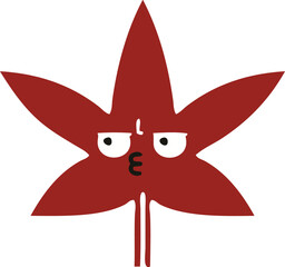 flat color retro cartoon autumnal leaf