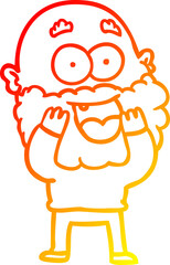 warm gradient line drawing cartoon crazy happy man with beard gasping
