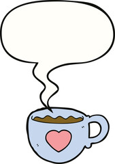 I love coffee cartoon cup and speech bubble