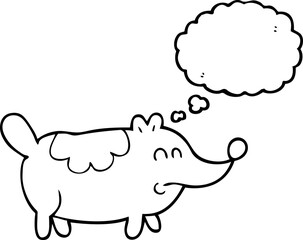 thought bubble cartoon small fat dog