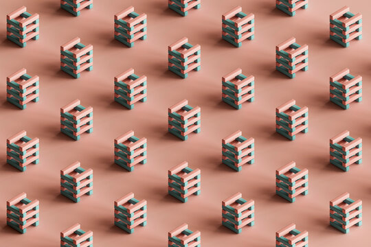 pattern of many cubes made of rectangles