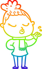 rainbow gradient line drawing cartoon calm woman