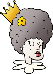 cartoon doodle queen in makeup and huge wig