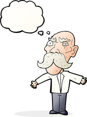 cartoon angry old man with thought bubble
