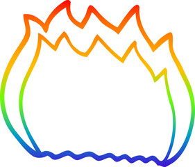 rainbow gradient line drawing cartoon blue flame