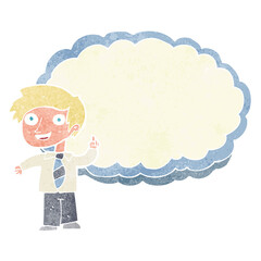 cartoon school boy with idea