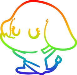 rainbow gradient line drawing cute cartoon elephant