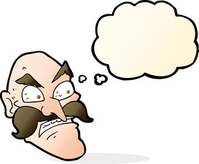 cartoon angry old man with thought bubble